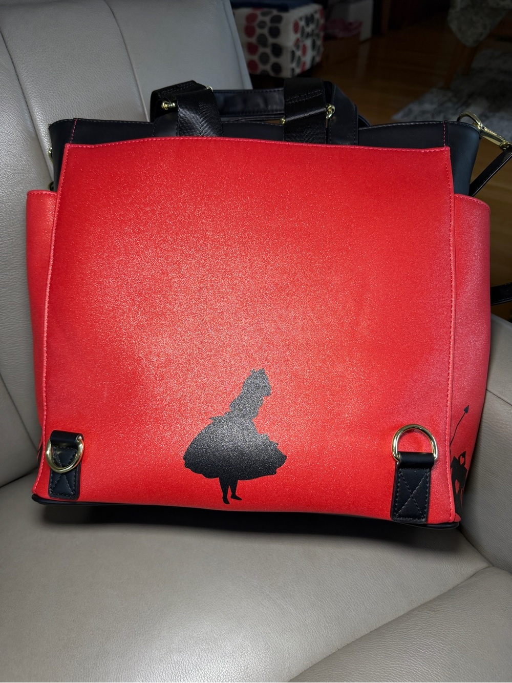 Loungefly RARE Disney Alice in Wonderland Convertible Backpack/Tote Bag Like New - Picture 3 of 8